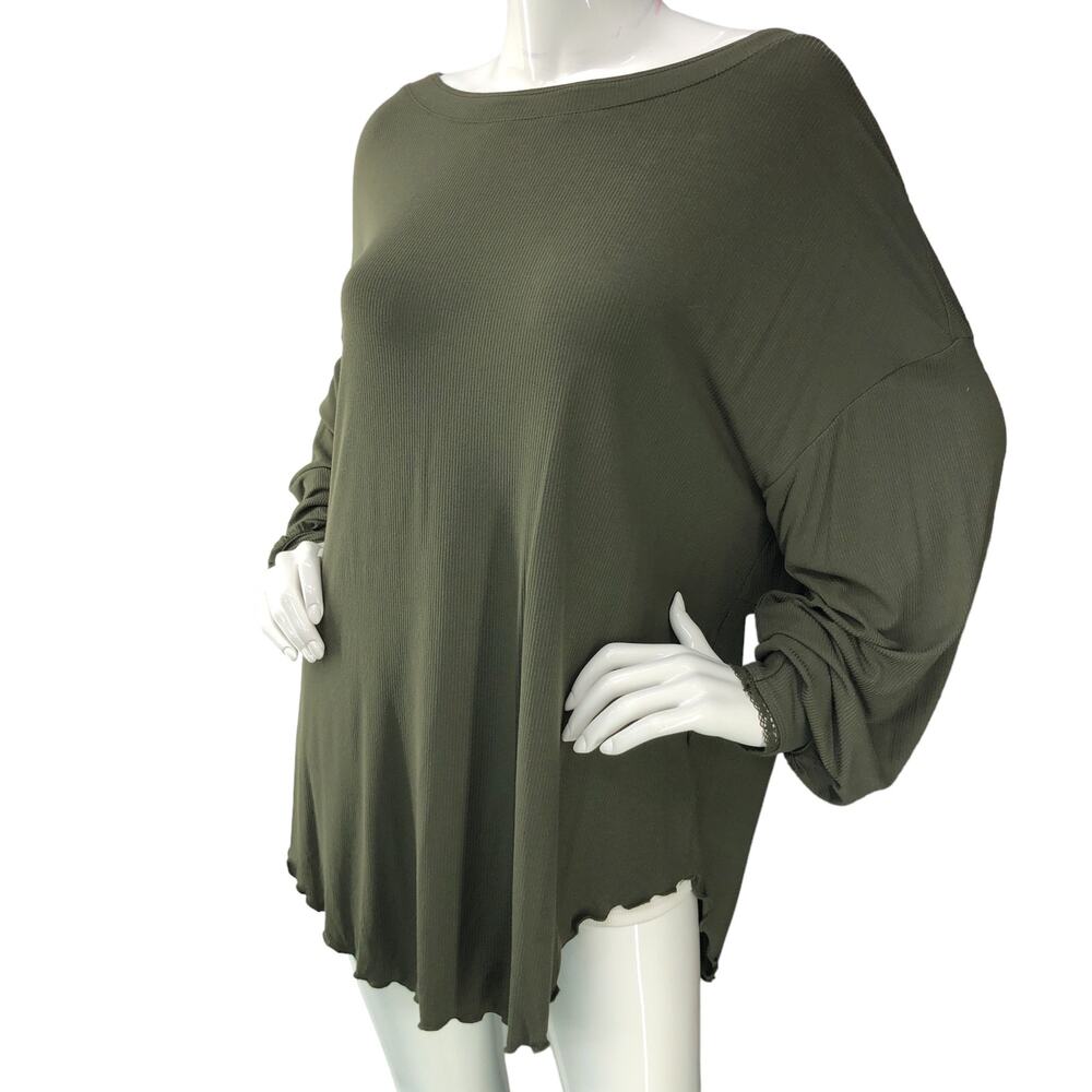 Free People Womens Size S Shimmy Shake Top Army Green Open Back Flowy BRAND NEW